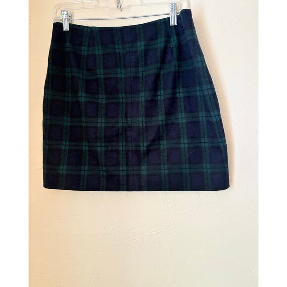 Madewell Black Watch Plaid Zip Front Mini Skirt Size 6 Wool Blend - Picture 5 of 6